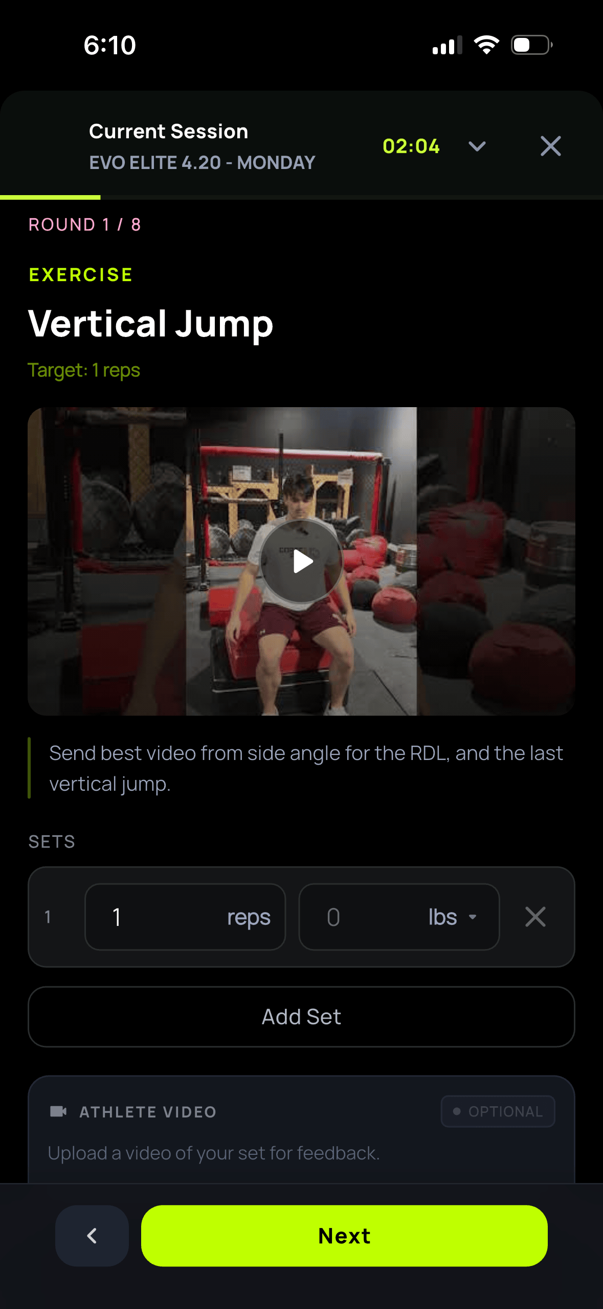 Submitting a training video for specialist feedback in the CortexFlex app